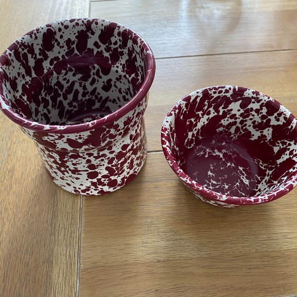 Red Enamelware Dip Chiller Camping - Picture 1 of 4